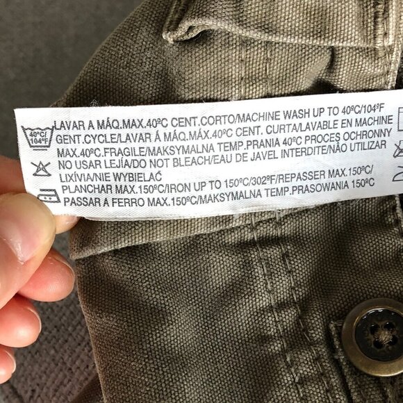 Zara Love Trf XX Cargo Khaki Green Capri Drawstring Jean 100% Cotton Women Sz 4 - Picture 11 of 16